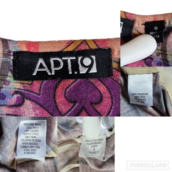 APT 9 Purple Pink Multi Color Paisley Ikat V Neck Sleeveless Tunic Top sz S - Picture 12 of 12